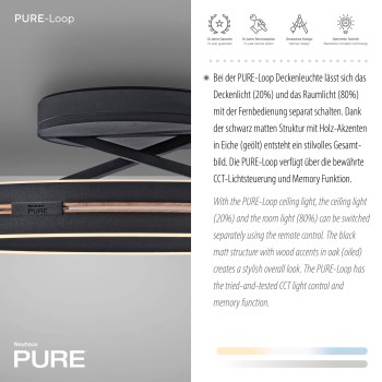 Plafoniera LED PURE LOOP negru Zuma Line 6552-18, D60 cm, 9W