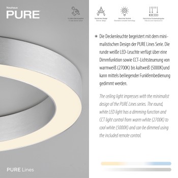 Plafoniera LED PURE LINES ROUND otel Zuma Line 6310-95, D35 cm, 21W