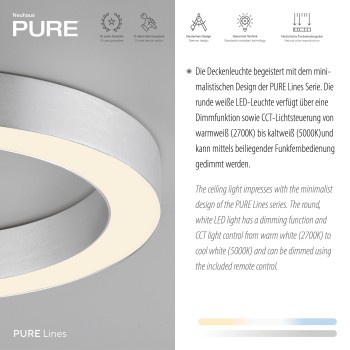 Plafoniera LED PURE LINES ROUND otel Zuma Line 6310-95, D35 cm, 21W