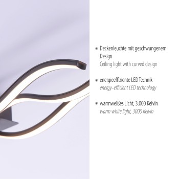 Plafoniera LED WAVE negru Zuma Line 15166-18, 8x16 cm, 32W