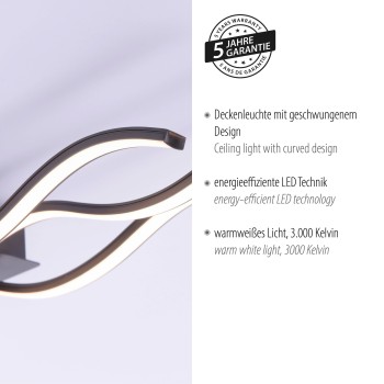 Plafoniera LED WAVE negru Zuma Line 15166-18, 8x16 cm, 32W