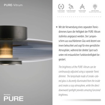 Plafoniera LED PURE VITRUM gri Zuma Line 6083-15, D45 cm, 17.5W