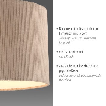 Plafoniera GREEN DURO bej Zuma Line 14891-39, 21.5x35 cm, 1xE27