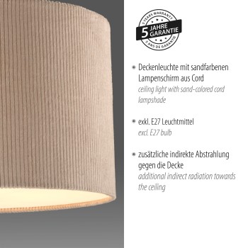Plafoniera GREEN DURO bej Zuma Line 14891-39, 21.5x35 cm, 1xE27