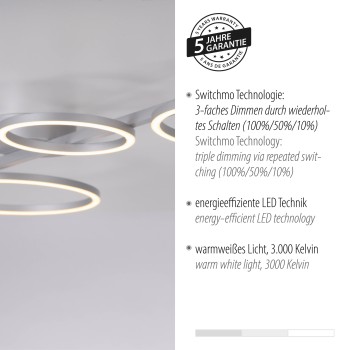Plafoniera LED MINI RITUS argintiu Zuma Line 14211-21, 7x42 cm, 40W