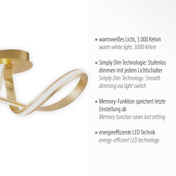 Plafoniera LED MELINDA auriu Zuma Line 8331-12, 64x24 cm, 33W