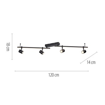 Plafoniera BARIK negru Zuma Line 6525-18, 123x101 cm, 5xGU10