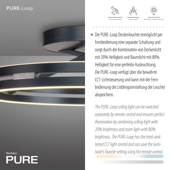 Plafoniera LED PURE LOOP gri Zuma Line 6552-15, D60 cm, 42W