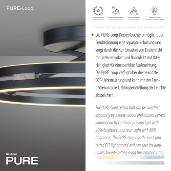 Plafoniera LED PURE LOOP gri Zuma Line 6552-15, D60 cm, 42W