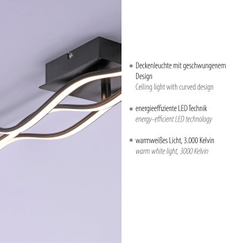 Plafoniera LED WAVE negru Zuma Line 15167-18, 139.5x16 cm, 45W