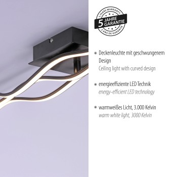 Plafoniera LED WAVE negru Zuma Line 15167-18, 139.5x16 cm, 45W