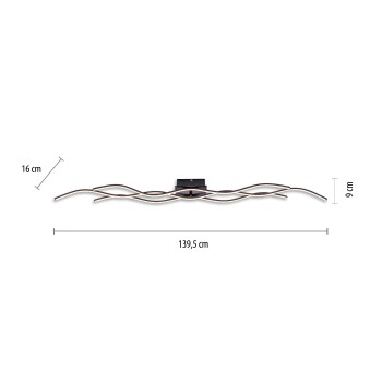 Plafoniera LED WAVE negru Zuma Line 15167-18, 139.5x16 cm, 45W