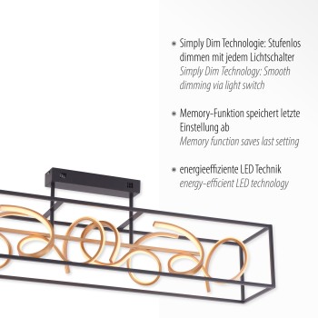 Plafoniera LED SELINA negru Zuma Line 6473-18, 110x20 cm, 45W