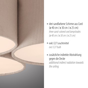 Plafoniera GREEN DURO bej Zuma Line 14890-39, 23x55 cm, 3xE27