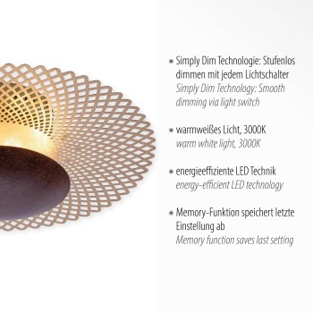Plafoniera LED NEVIS ruginiu Zuma Line 6551-48, D45 cm, 21W