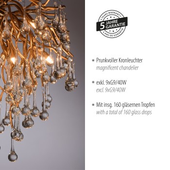 Plafoniera ICICLE alama antichizata Zuma Line 8091-11, D50 cm, 9xG9
