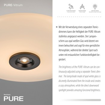 Plafoniera LED PURE VITRUM maro metalic inchis Zuma Line 6083-34, D45 cm, 17.1W