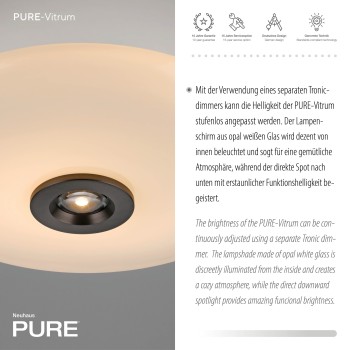Plafoniera LED PURE VITRUM maro metalic inchis Zuma Line 6083-34, D45 cm, 17.1W