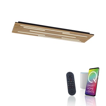 Plafoniera LED Q-AKUSTIK lemn Zuma Line 6422-79, 115x30.6 cm, 48W