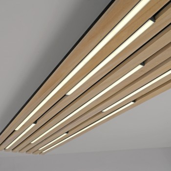 Plafoniera LED Q-AKUSTIK lemn Zuma Line 6422-79, 115x30.6 cm, 48W