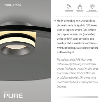 Plafoniera LED PURE MOON gri Zuma Line 6095-15, D50 cm, 19.5W