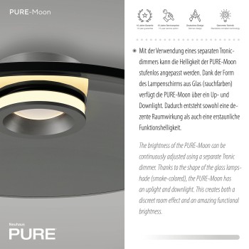 Plafoniera LED PURE MOON gri Zuma Line 6095-15, D50 cm, 19.5W