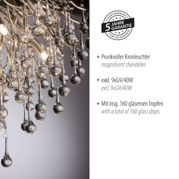 Plafoniera ICICLE otel Zuma Line 8091-55, D50 cm, 9xG9