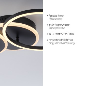 Plafoniera LED SEVENT negru Zuma Line 14116-18, 50x33.4 cm, 25.5W