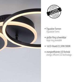 Plafoniera LED SEVENT negru Zuma Line 14116-18, 50x33.4 cm, 25.5W
