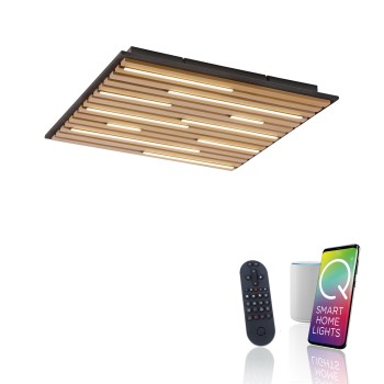 Plafoniera LED Q-AKUSTIK lemn Zuma Line 6423-79, D62 cm, 35W
