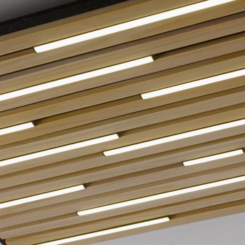 Plafoniera LED Q-AKUSTIK lemn Zuma Line 6423-79, D62 cm, 35W