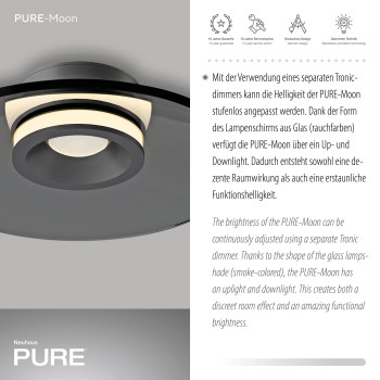 Plafoniera LED PURE MOON gri Zuma Line 6094-15, D32 cm, 13.4W