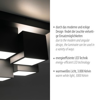 Plafoniera LED TETRIS negru Zuma Line 14114-18, 25x30 cm, 19W