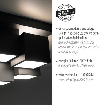 Plafoniera LED TETRIS negru Zuma Line 14114-18, 25x30 cm, 19W