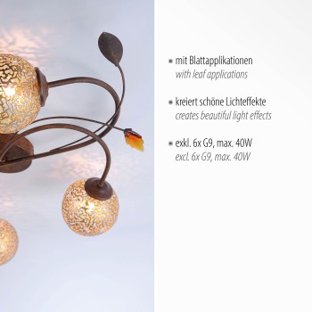 Plafoniera GRETA ruginiu Zuma Line 6398-48, 68x66 cm, 6xG9