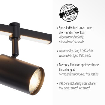 Plafoniera BARIK negru Zuma Line 6524-18, 40x10.5 cm, 3xGU10