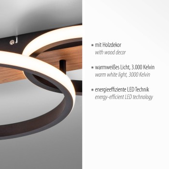 Plafoniera LED TROOPER lemn Zuma Line 15616-78, 8x30 cm, 41W