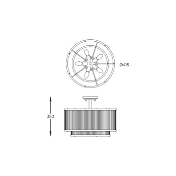 Plafoniera SERGIO crom Zuma Line C0528-05H-F4AC, D42 cm, 5xE14