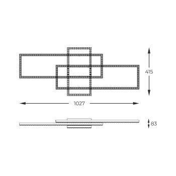 Plafoniera LED ERVI negru mat Zuma Line MX7907-3B-3BT, 41.5x102.7 cm, 57W