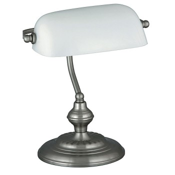 Lampa de birou Bank 4037 Rabalux, E27 60W, crom satinat-alb - 1