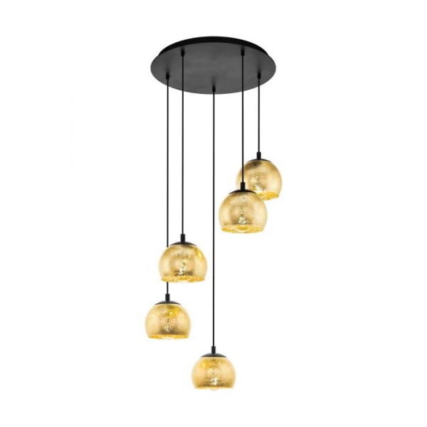 Pendul modern ALBARACCIN 98526 Eglo, E27, 5x40W, negru-auriu - 1