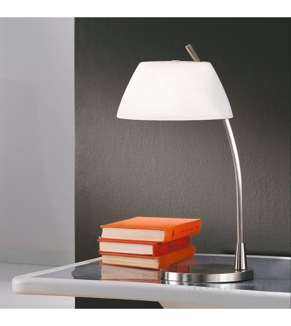 Lampa de birou Malmo - Kolarz, placat nickel, sticla alba - 1