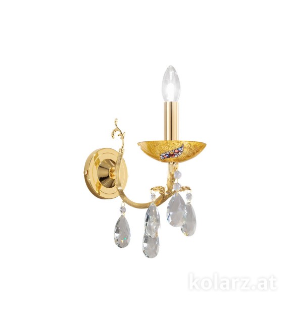 Aplica de perete Victoria 2 Kiss Auriu Kolarz, placat cu aur de 24K, 1 brat cu cristale - 1