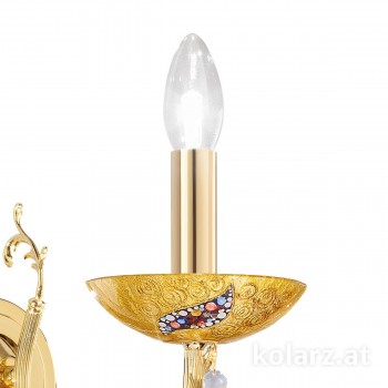 Aplica de perete Victoria 2 Kiss Auriu Kolarz, placat cu aur de 24K, 1 brat cu cristale - 1