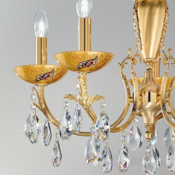 Candelabru Victoria 2 Kiss Auriu Kolarz, placat cu aur 24K, 5 brate cu cristale - 1