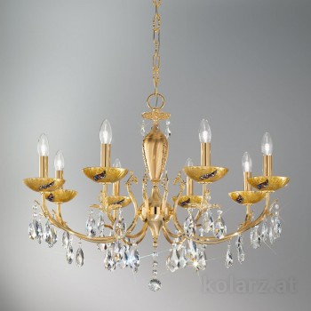 Candelabru Victoria 2 Kiss Auriu Kolarz, placat cu aur 24K, 8 brate cu cristale - 1