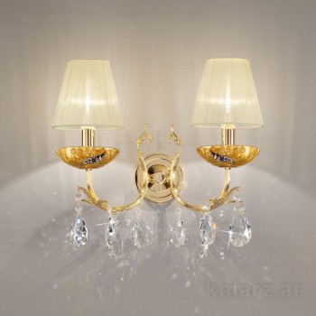 Aplica de perete Victoria 2 Kiss Auriu Kolarz, placat cu aur de 24K, 2 brate cu cristale - 1