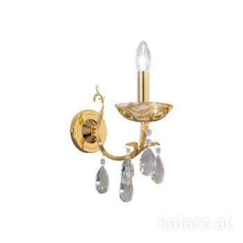 Aplica de perete Victoria 2 Aqua Champagne Kolarz, placata cu aur de 24K, 1 brat cu cristale - 1