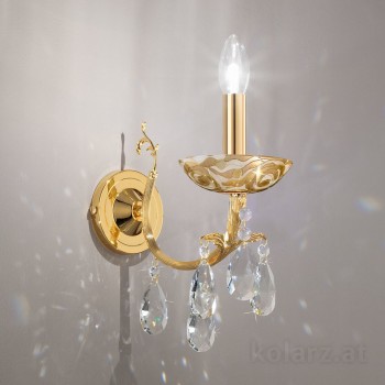 Aplica de perete Victoria 2 Aqua Champagne Kolarz, placata cu aur de 24K, 1 brat cu cristale - 1