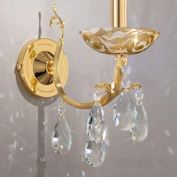 Aplica de perete Victoria 2 Aqua Champagne Kolarz, placata cu aur de 24K, 1 brat cu cristale - 1